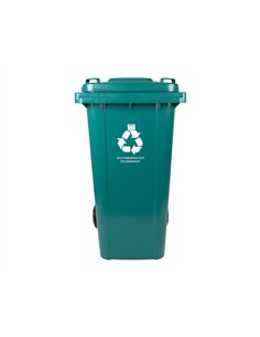 Poubelle conteneur q-connect plastique avec couvercle et roues capacite 240l 1040x620x610 mm coloris vert. 2