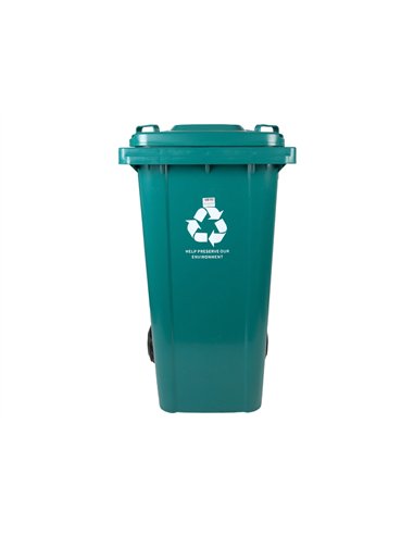Poubelle conteneur q-connect plastique avec couvercle et roues capacite 240l 1040x620x610 mm coloris vert.