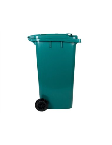 Poubelle conteneur q-connect plastique avec couvercle et roues capacite 240l 1040x620x610 mm coloris vert.