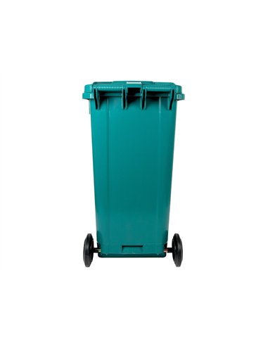 Poubelle conteneur q-connect plastique avec couvercle et roues capacite 240l 1040x620x610 mm coloris vert.