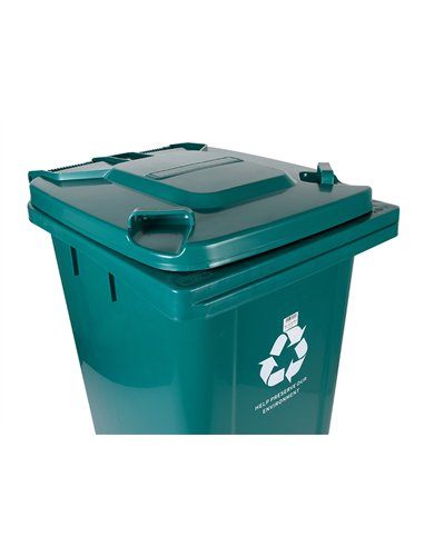 Poubelle conteneur q-connect plastique avec couvercle et roues capacite 240l 1040x620x610 mm coloris vert.