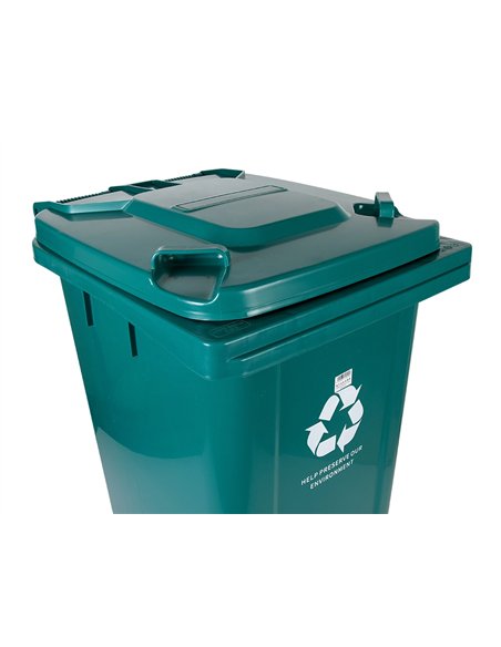 Poubelle conteneur q-connect plastique avec couvercle et roues capacite 240l 1040x620x610 mm coloris vert.