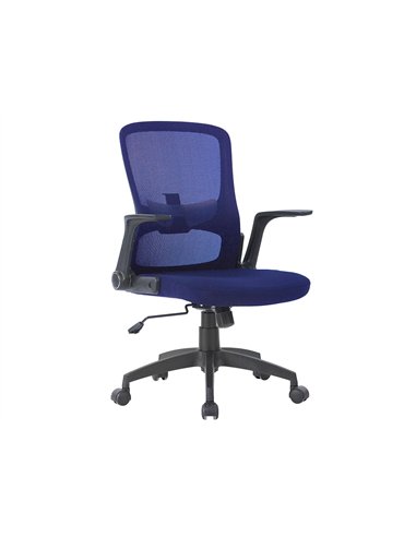 Chaise bureau q-connect rotative base nylon maille maximum supporte 130kg 910+75x550x610mm coloris bleu.