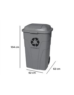 Poubelle conteneur q-connect plastique avec couvercle capacite 240l coloris gris dim. 1040x610x610mm avec. 2