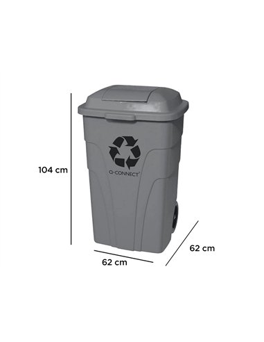 Poubelle conteneur q-connect plastique avec couvercle capacite 240l coloris gris dim. 1040x610x610mm avec.