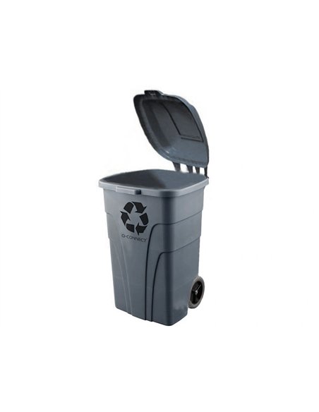 Poubelle conteneur q-connect plastique avec couvercle capacite 240l coloris gris dim. 1040x610x610mm avec.