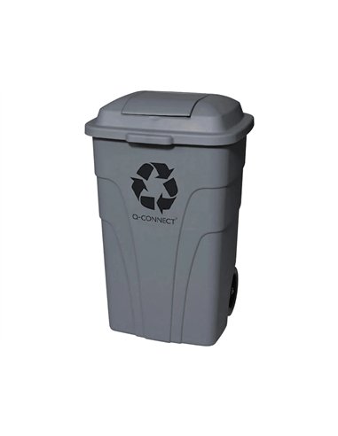 Poubelle conteneur q-connect plastique avec couvercle capacite 240l coloris gris dim. 1040x610x610mm avec.