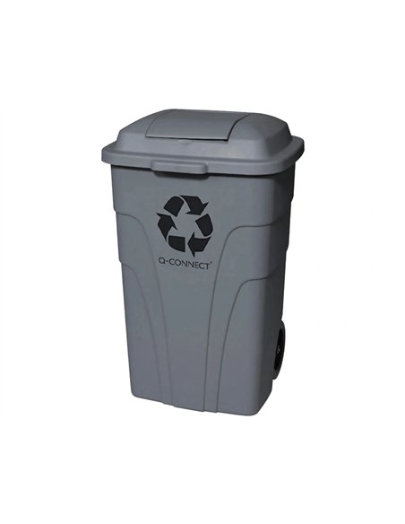 Poubelle conteneur q-connect plastique avec couvercle capacite 240l coloris gris dim. 1040x610x610mm avec.