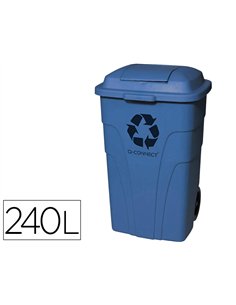 Poubelle q-connect conteneur polystyrène couvercle 240l 620x610x1040mm 2 roues coloris bleu.