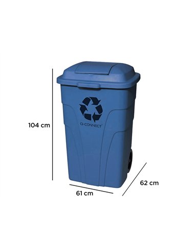 Poubelle q-connect conteneur polystyrène couvercle 240l 620x610x1040mm 2 roues coloris bleu.