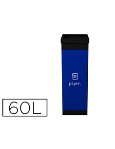 Corbeille paperflow tri sélectif papier 60l polystyrène choc haute résistance robuste coloris noir/bleu.