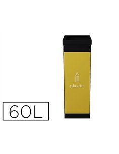 Corbeille paperflow tri sélectif plastique 60l polystyrène choc haute résistance robuste coloris noir/jaune.