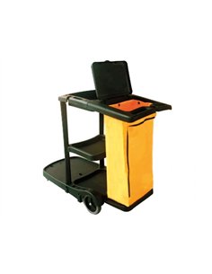 Chariot nettoyage q-connect polypropylène roues poche zip 2 étagères plateforme support seau 58x24x96cm.