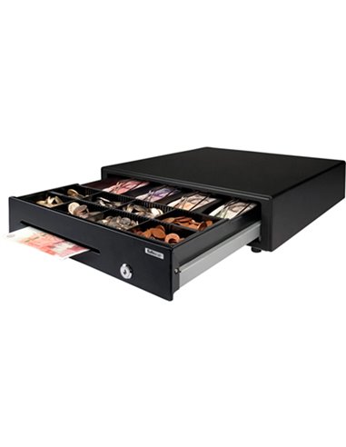 Tiroir caisse safescan sd-4141 acier robuste tiroir pvc ouverture par pression 12 compartiments 410x115x415mm.