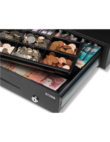 Tiroir caisse safescan sd-4141 acier robuste tiroir pvc ouverture par pression 12 compartiments 410x115x415mm.