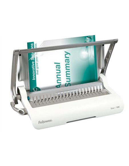 Perforelieuse fellowes star+150 manuelle 150f perforation 15f anneaux plastique usage modéré bac tiroir a4 450x280x80mm.