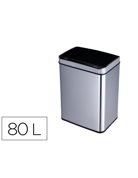 Poubelle q-connect metallique ouverture automatique capacite 80l.