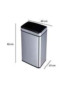 Poubelle q-connect metallique ouverture automatique capacite 80l. 2
