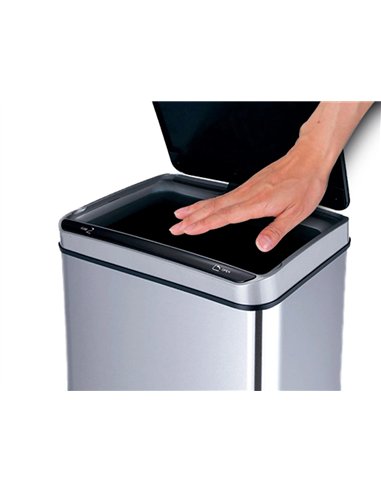 Poubelle q-connect metallique ouverture automatique capacite 80l.