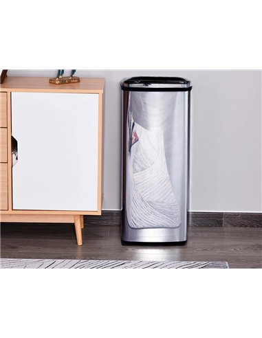 Poubelle q-connect metallique ouverture automatique capacite 80l.