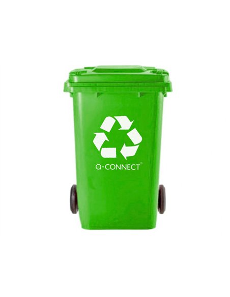 Poubelle q-connect conteneur plastique couvercle 100l 470x750x370mm verre coloris vert.