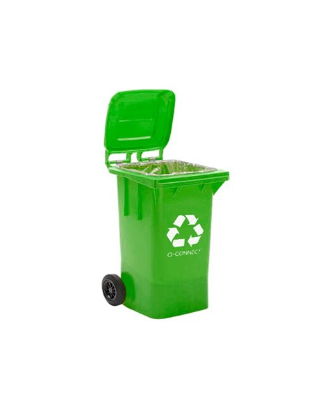 Poubelle q-connect conteneur plastique couvercle 100l 470x750x370mm verre coloris vert.