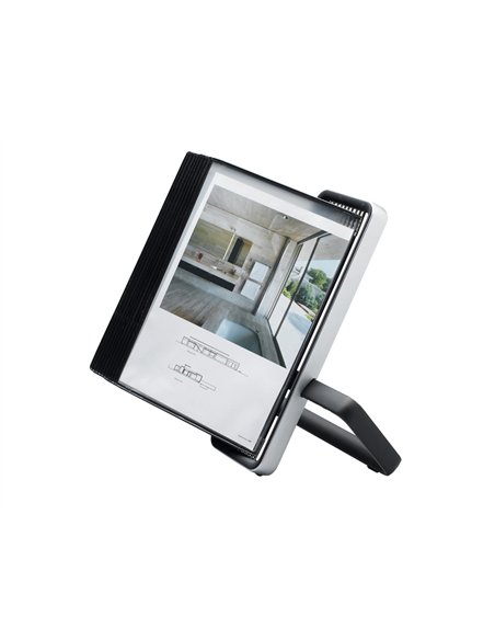 Pupitre veo tarifold kit aluminium avec 10 poches a4 polypropylène à pivots coloris noir.