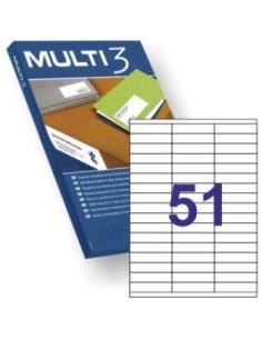 Lot de 3 étiquettes blanches (5100) (format 70 x 16,9 mm) - 100 feuilles x 51 étiquettes - Compatible avec l'impression laser et