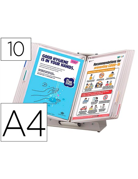 Pupitre de consultation tarifold antimicrobien format a4 10 poches blanc.