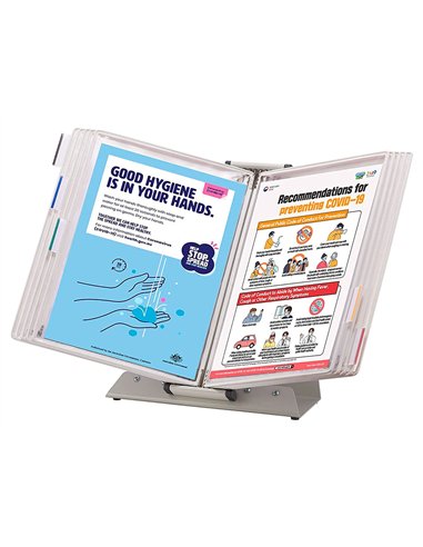 Pupitre de consultation tarifold antimicrobien format a4 10 poches blanc.