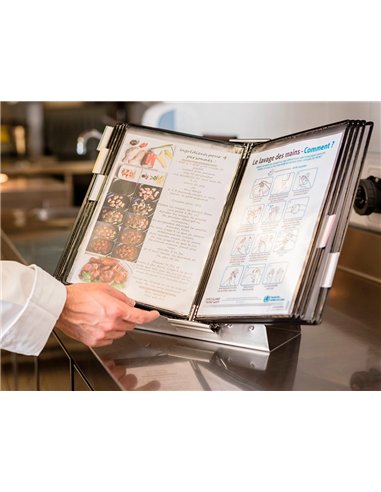 Pupitre de consultation tarifold antimicrobien format a4 10 poches blanc.