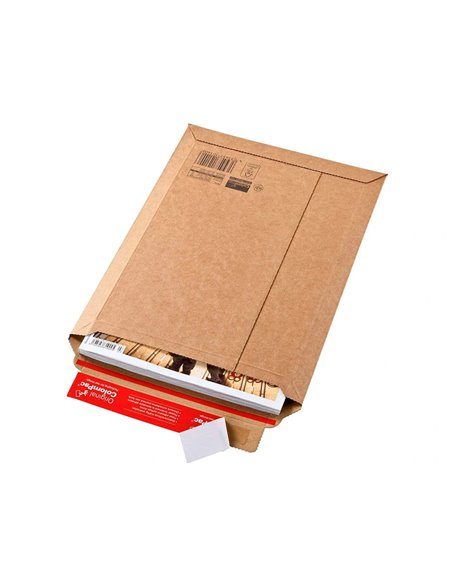 Pochette expedition colompac carton ondule bande adhesive 570x420x50mm.