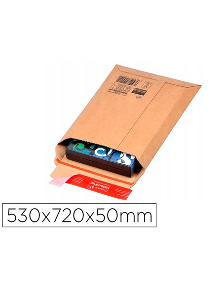Pochette expedition colompac carton ondule bande adhesive 530x720x50mm.