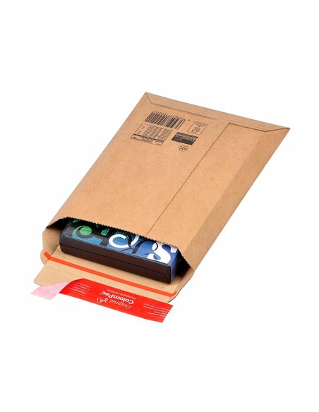 Pochette expedition colompac carton ondule bande adhesive 530x720x50mm.