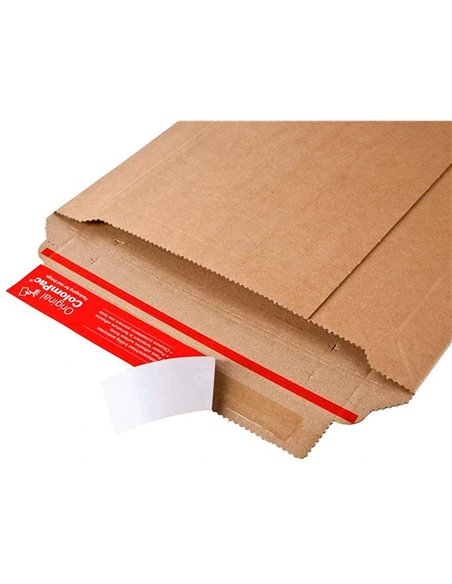Pochette expedition colompac carton ondule bande adhesive 530x720x50mm.