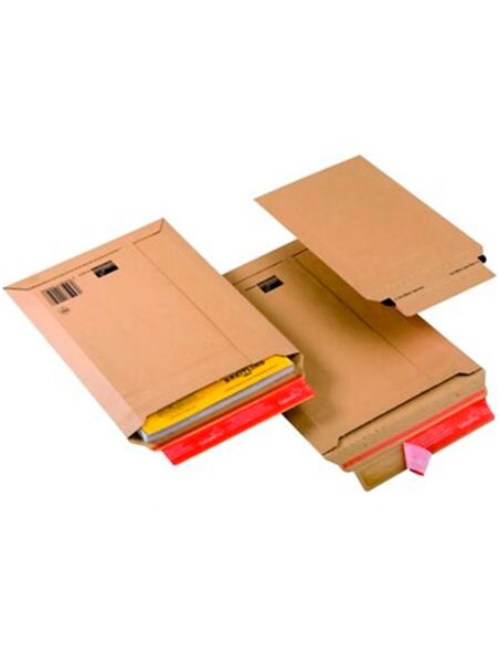 Pochette expedition colompac carton ondule bande adhesive 530x720x50mm.
