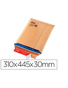 Pochette expedition colompac carton rigide blanc bande adhesive 310x445x30.