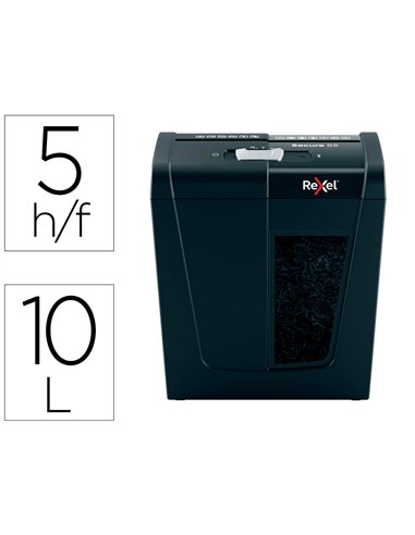 Desctructeur de documents rexel secure s5 coupe droite 5 feuilles de papier a4 de 80gr.
