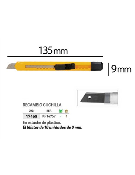 Cutter xd-04 q-connect lame retractable interchangeable en acier 9mm predecoupee frein de securite curseur autobloquant.