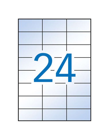 Pack de 240 étiquettes Apli 70 x 37 mm - 10 planches de 24 étiquettes - Adhésif permanent - Bords droits - Transparent