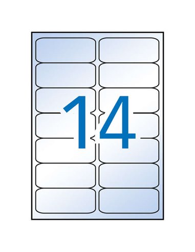 Pack de 140 étiquettes transparentes Apli 99,1 x 38,1 mm - Adhésif permanent - 10 feuilles de 14 étiquettes - Bords arrondis