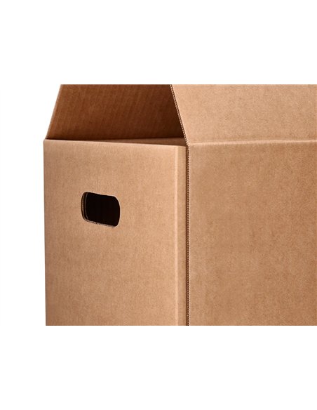 Caisse americaine q-connect fond automatique et poignees carton cannelure 5mm 425x300x200mm coloris kraft.