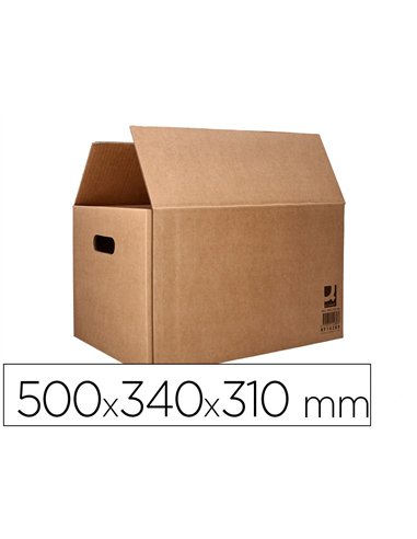Caisse americaine q-connect ultra-resistante avec poignees double cannelure 7mm 500x340x310mm coloris kraft.