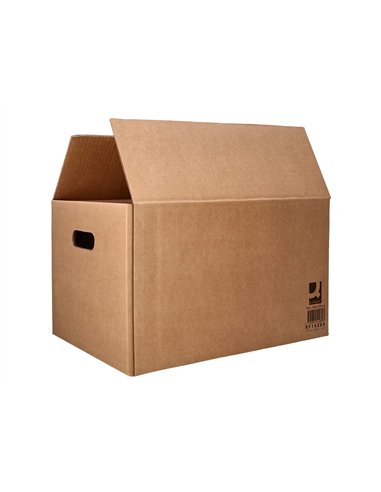 Caisse americaine q-connect ultra-resistante avec poignees double cannelure 7mm 500x340x310mm coloris kraft.