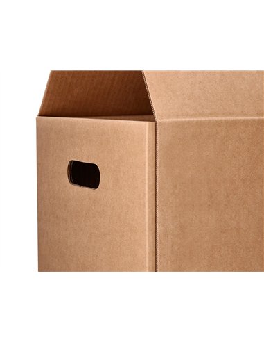 Caisse americaine q-connect ultra-resistante avec poignees double cannelure 7mm 500x340x310mm coloris kraft.