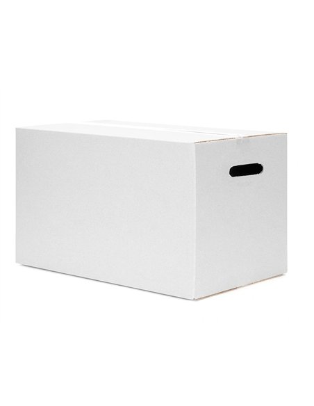 Caisse americaine q-connect ultra-resistante avec poigneesdouble cannelure 7mm 450x280x375mm coloris blanc.