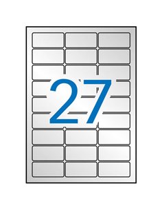 Étiquettes métalliques argentées Apli 63,5 x 29,6 mm, 20 feuilles