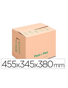Carton de demenagement gpv pack'npost compact marron 455x345x380mm poignee renforcee resiste jusqu'a 25kg.