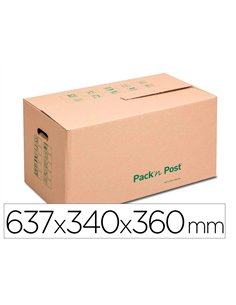 Carton de demenagement gpv pack'npost compact marron 637x340x360mm poignee renforcee resiste jusqu'a 25kg.