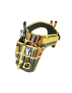 Ceinture porte-outils viso universelle taille reglable 14 poches 2 anneaux metalliques 50x20x5cm.